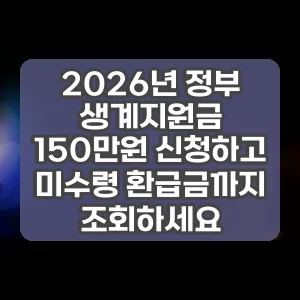 2026년 정부 생계지원금 150만원 신청하고 미수령 환급금까지 조회하세요