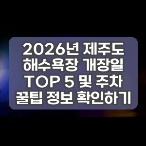 2026년 제주도 해수욕장 개장일 TOP 5 및 주차 꿀팁 정보 확인하기
