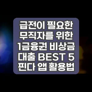 급전이 필요한 무직자를 위한 1금융권 비상금 대출 BEST 5 핀다 앱 활용법