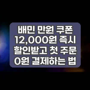 배민 만원 쿠폰 | 12,000원 즉시 할인받고 첫 주문 0원 결제하는 법