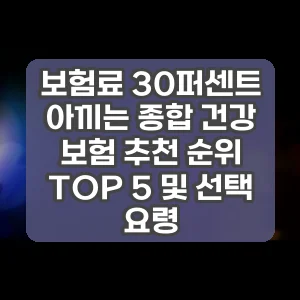 보험료 30퍼센트 아끼는 종합 건강 보험 추천 순위 TOP 5 및 선택 요령