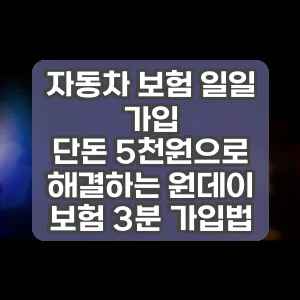 자동차 보험 일일 가입 | 단돈 5천원으로 해결하는 원데이 보험 3분 가입법