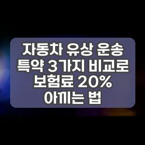 자동차 유상 운송 특약 3가지 비교로 보험료 20% 아끼는 법