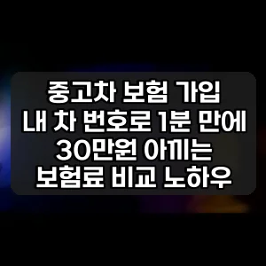 중고차 보험 가입 | 내 차 번호로 1분 만에 30만원 아끼는 보험료 비교 노하우