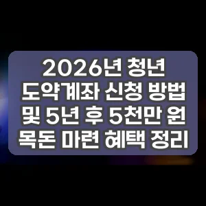 2026년 청년 도약계좌 신청 방법 및 5년 후 5천만 원 목돈 마련 혜택 정리
