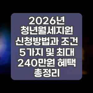 2026년 청년월세지원 신청방법과 조건 5가지 및 최대 240만원 혜택 총정리