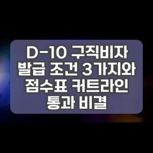 D-10 구직비자 발급 조건 3가지와 점수표 커트라인 통과 비결