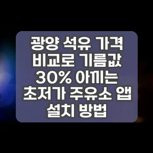 광양 석유 가격 비교로 기름값 30% 아끼는 초저가 주유소 앱 설치 방법