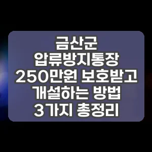 금산군 압류방지통장 250만원 보호받고 개설하는 방법 3가지 총정리 썸네일