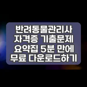 반려동물관리사 자격증 기출문제 요약집 5분 만에 무료 다운로드하기
