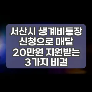 서산시 생계비통장 신청으로 매달 20만원 지원받는 3가지 비결