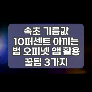 속초 기름값 10퍼센트 아끼는 법 오피넷 앱 활용 꿀팁 3가지