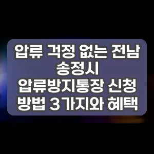 압류 걱정 없는 전남 송정시 압류방지통장 신청 방법 3가지와 혜택
