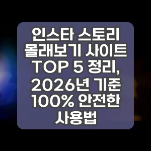 인스타 스토리 몰래보기 사이트 TOP 5 정리, 2026년 기준 100% 안전한 사용법