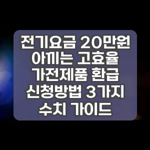 전기요금 20만원 아끼는 고효율 가전제품 환급 신청방법 3가지 수치 가이드