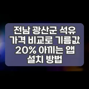 전남 광산군 석유 가격 비교로 기름값 20% 아끼는 앱 설치 방법
