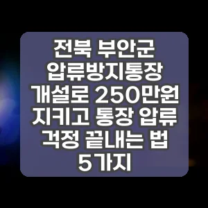 전북 부안군 압류방지통장 개설로 250만원 지키고 통장 압류 걱정 끝내는 법 5가지